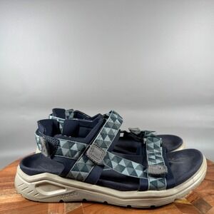 ECCO Womens 37 US 6 Blue Geometric Strappy Sport Sandals Hook‎ Loop Adjustable
